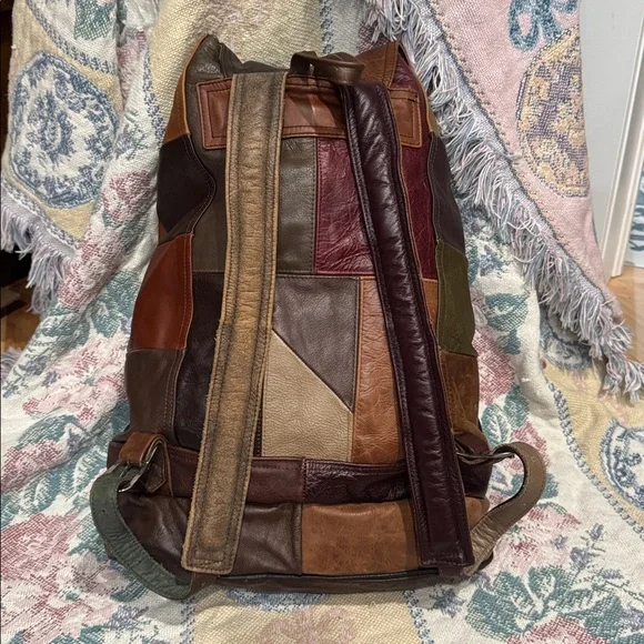Multicolored Leather Patchwork Backpack - Picture 2 of 8
